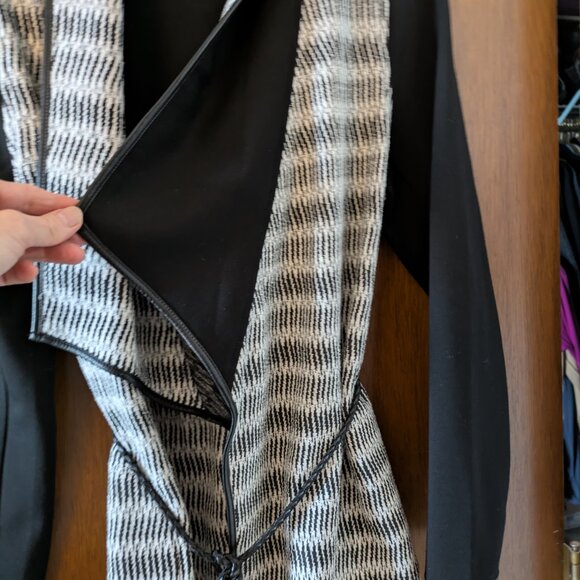 BYLYSE - Black & White - Leather-Belted Jacket - Picture 7 of 8